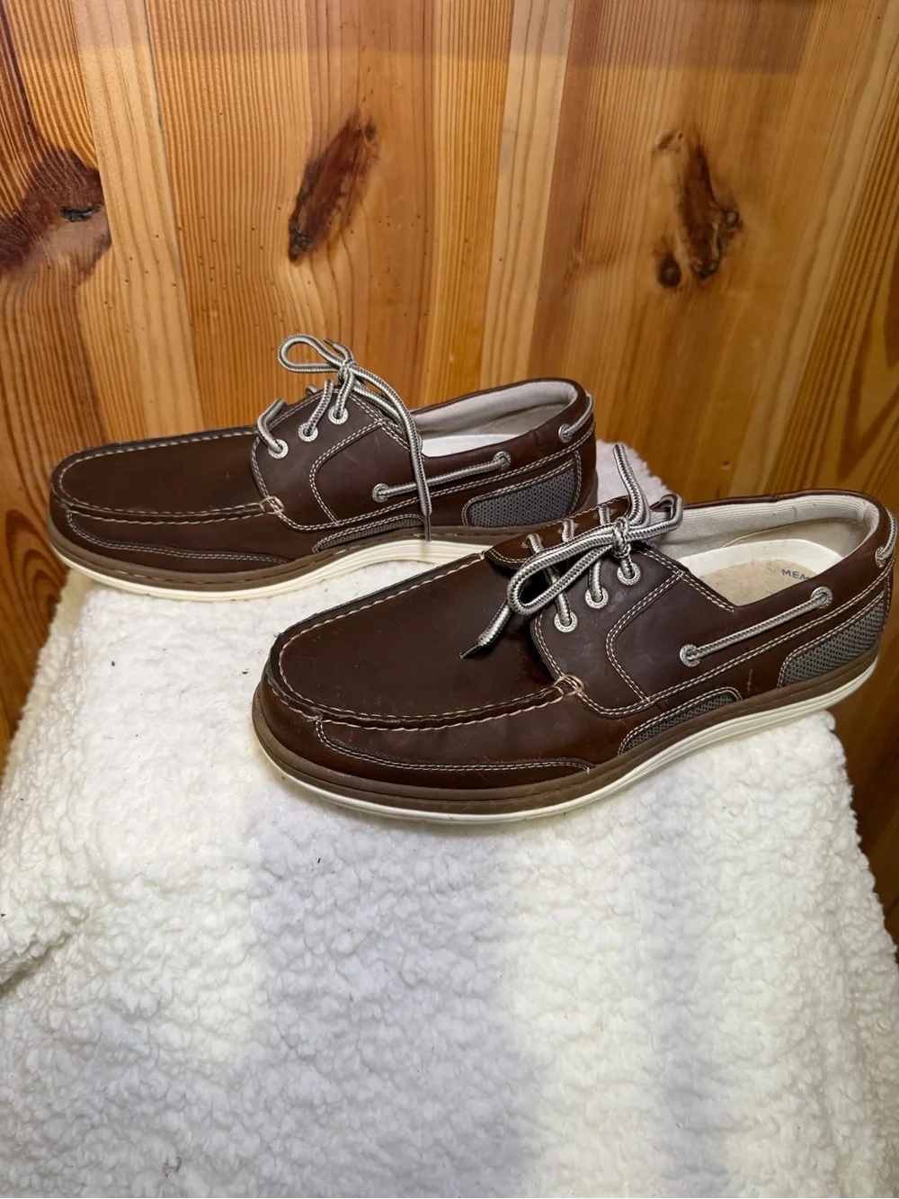 Chaps Men's Brown Leather Boat Shoes